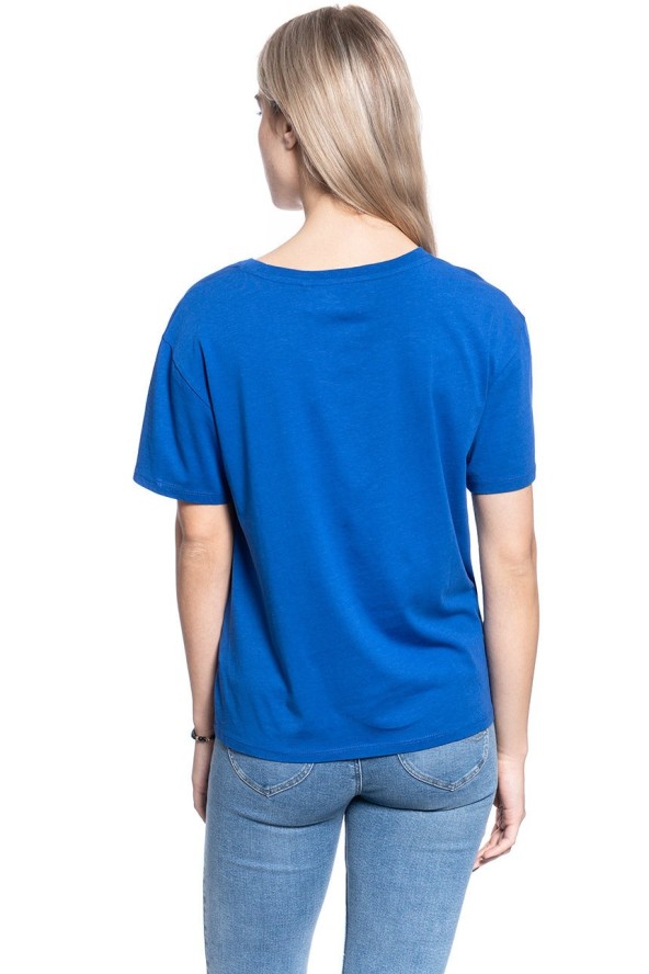T-SHIRT DAMSKI WRANGLER DRAPE TEE COBALT BLUE W7P7F6B09 112132065