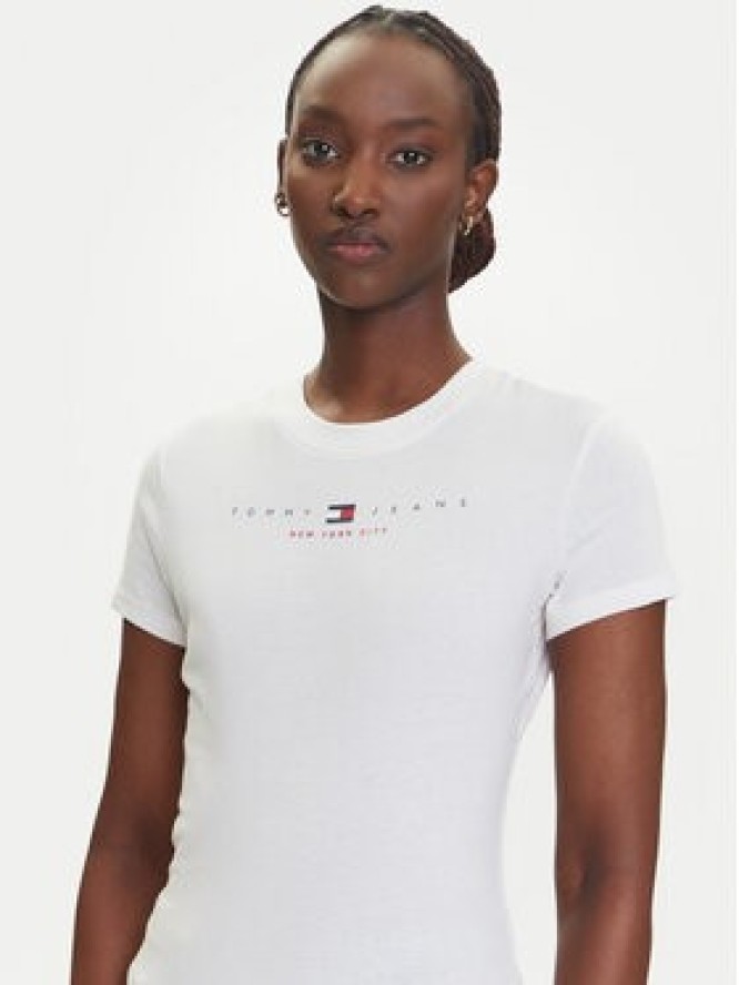 Tommy Jeans T-Shirt Linear DW0DW21422 Écru Slim Fit