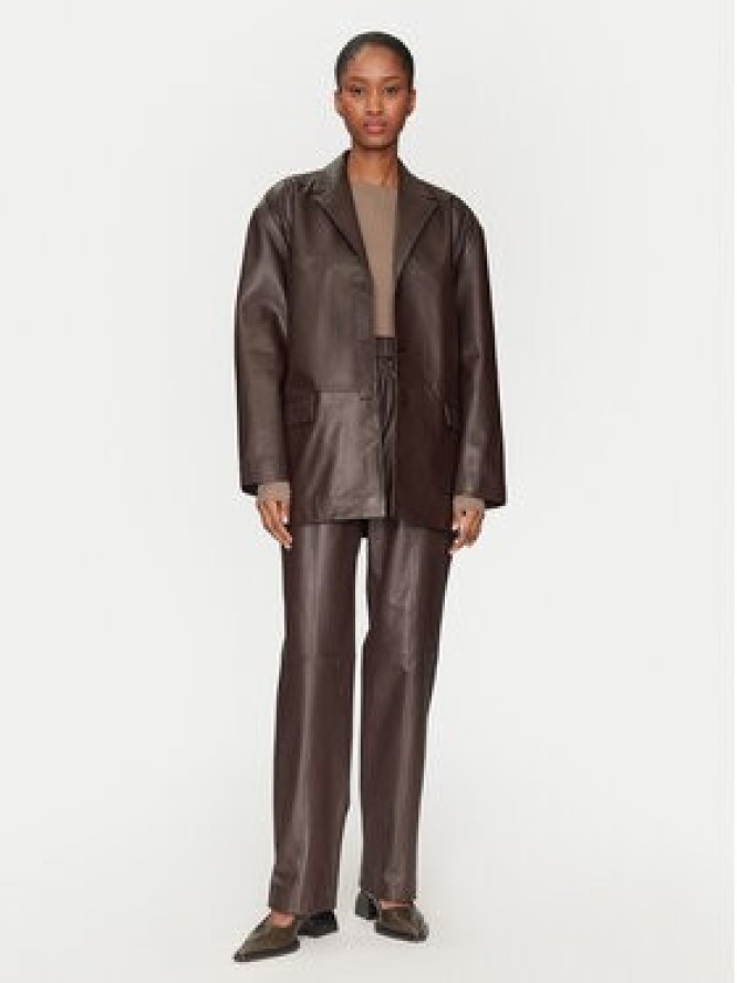 2NDDAY Spodnie skórzane 2251561672 3091 Brązowy Regular Fit