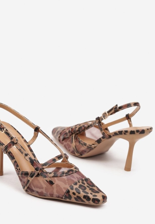 Panterkowe Czółenka na Szpilce z Przezroczystą Cholewką i Odkrytą Piętą Findexis