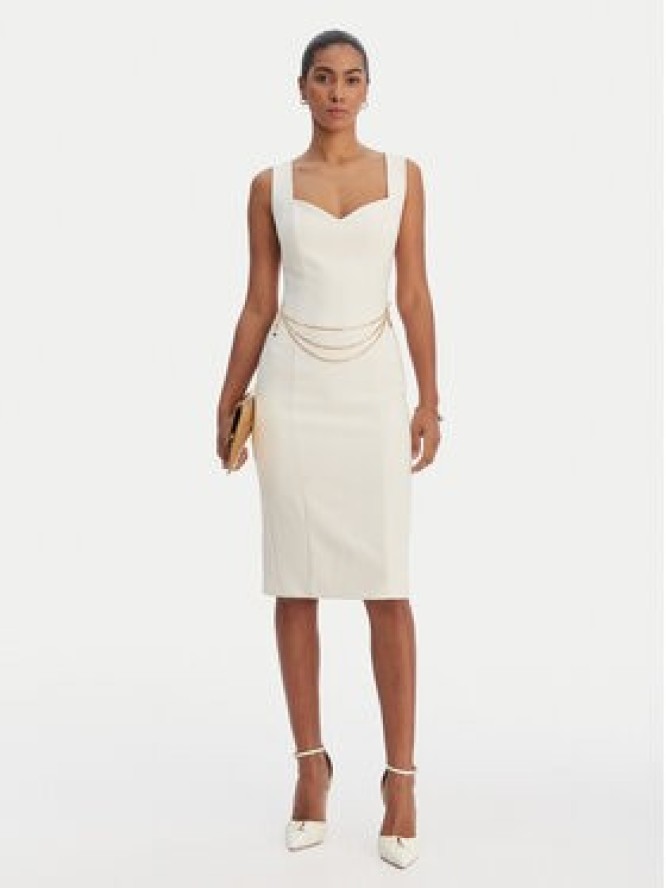 Fracomina Sukienka koktajlowa FR26SD2017W42901 Écru Slim Fit