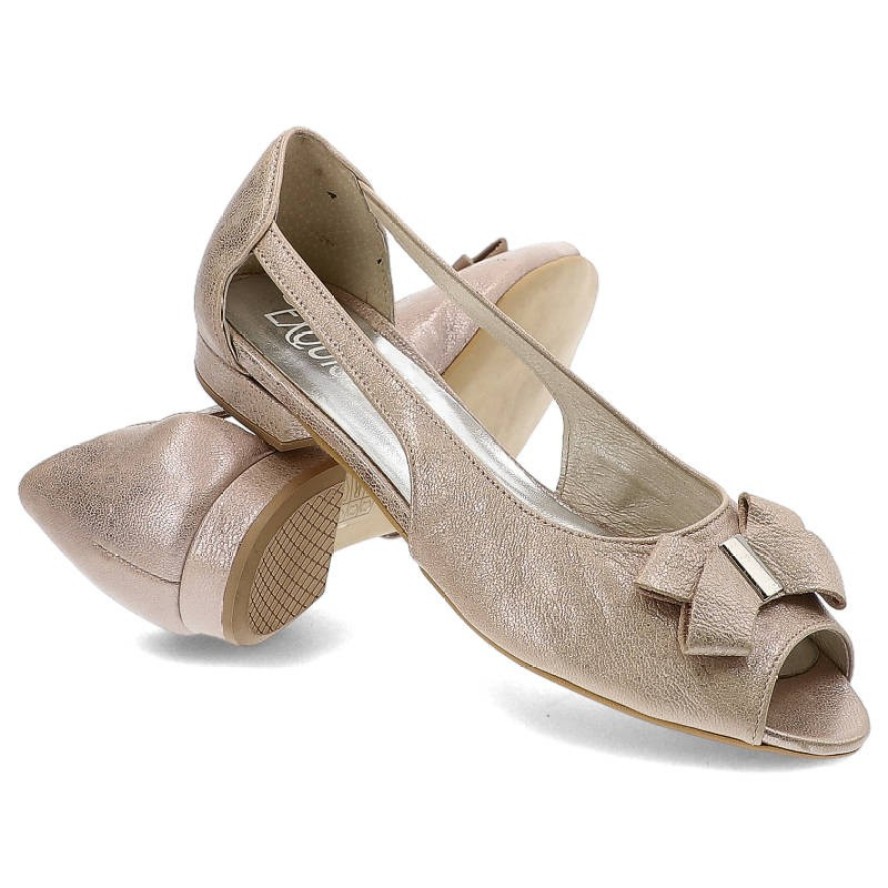 Baleriny damskie Exquisite, eleganckie ze skóry naturalnej, różowe, 927