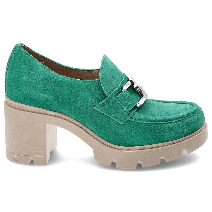 Zielone Półbuty Lemar Damskie Eleganckie Buty