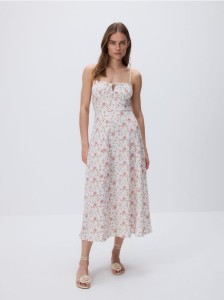 Wzorzysta sukienka midi - wielobarwny