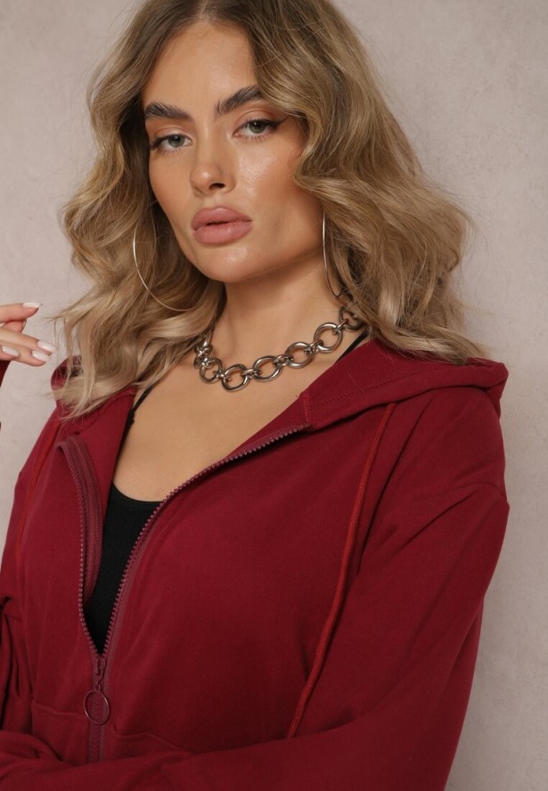 Bordowy Komplet Dresowy 2-częściowy z Bluzą i Spodniami Seraphira