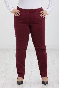 Bordowe spodnie Nilda z prostą nogawką wysoki stan PLUS SIZE XXL