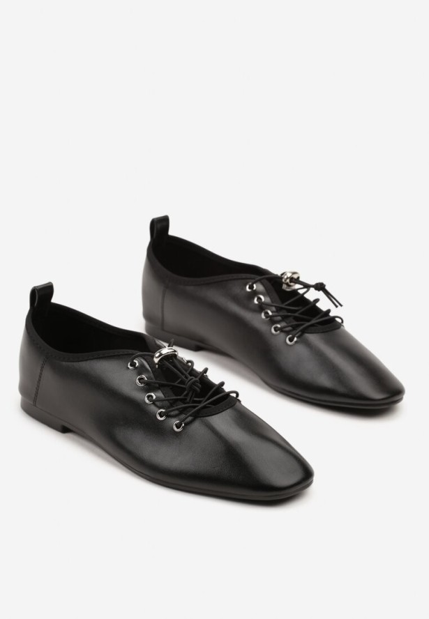 Czarne Półbuty ze Sznurowaniem ze Stoperem Julirine