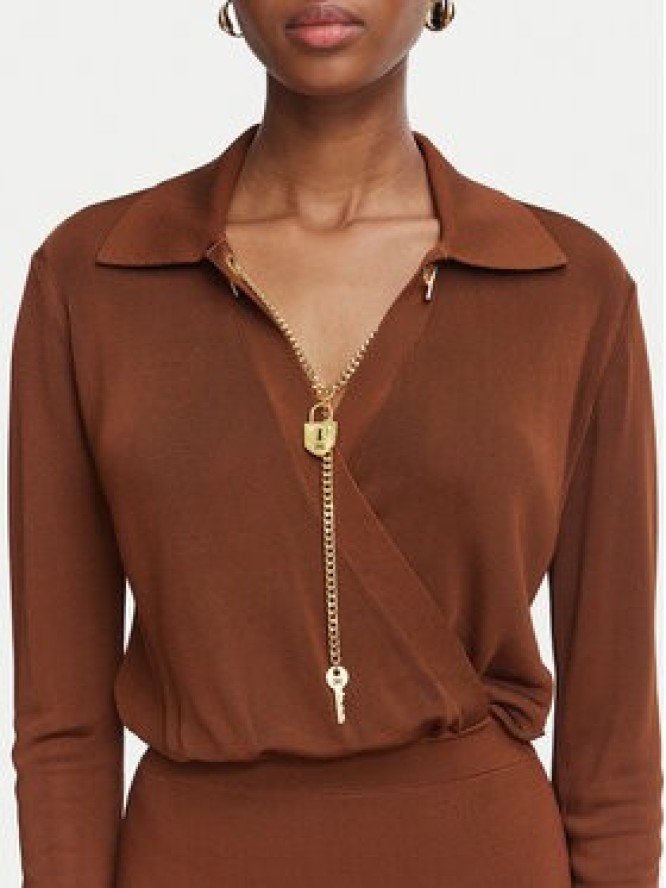Elisabetta Franchi Sukienka koktajlowa AM-19S-66E2-V500 Brązowy Slim Fit