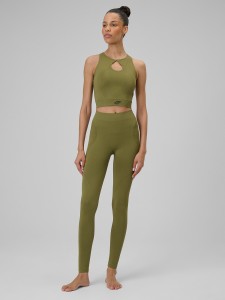 4F Legginsy do jogi bezszwowe damskie - oliwkowe M/L