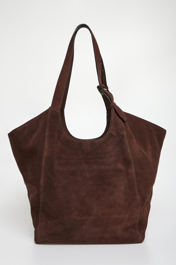 Torebka damska zamszowa skóra shooper PINKO