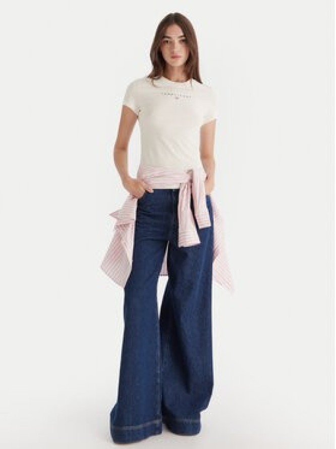 Tommy Jeans T-Shirt Bling Linear DW0DW21550 Biały Slim Fit