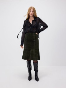 Skórzana spódnica mini - ciemnozielony