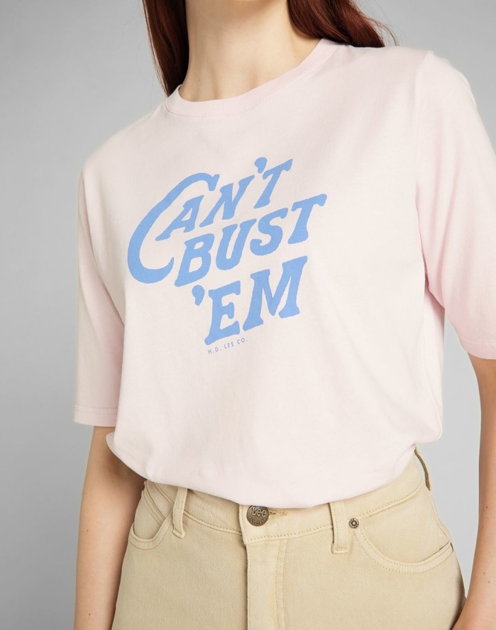 LEE HALF SLEEVE TEE DAMSKI T-SHIRT KOSZULKA NADRUK LOGO PALE LILAC L41ZEPSU 112140063