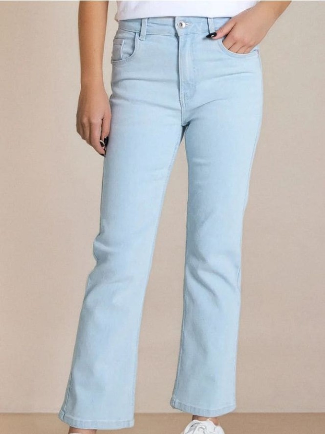 Jeansy flare high waist - niebieski