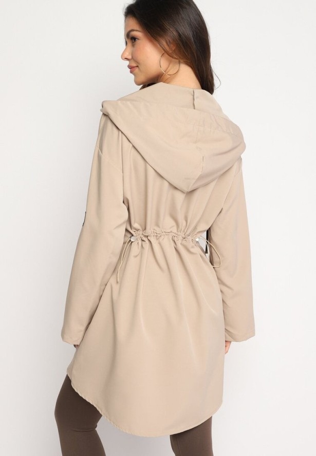 Beżowa Kurtka Wiatrówka Oversize Fetteni