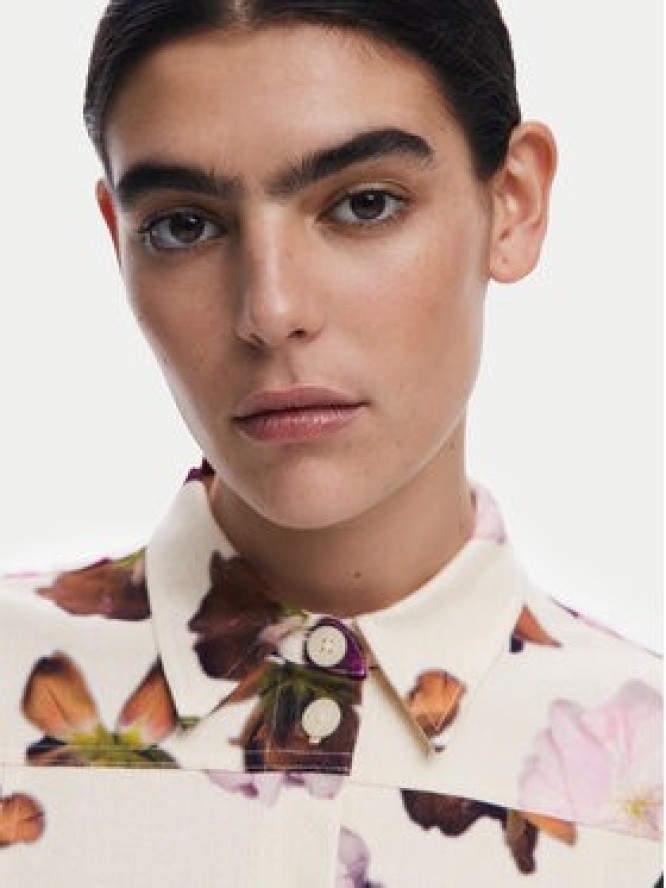 Desigual Sukienka koszulowa Monicawhite 25SWVW13 Écru Regular Fit