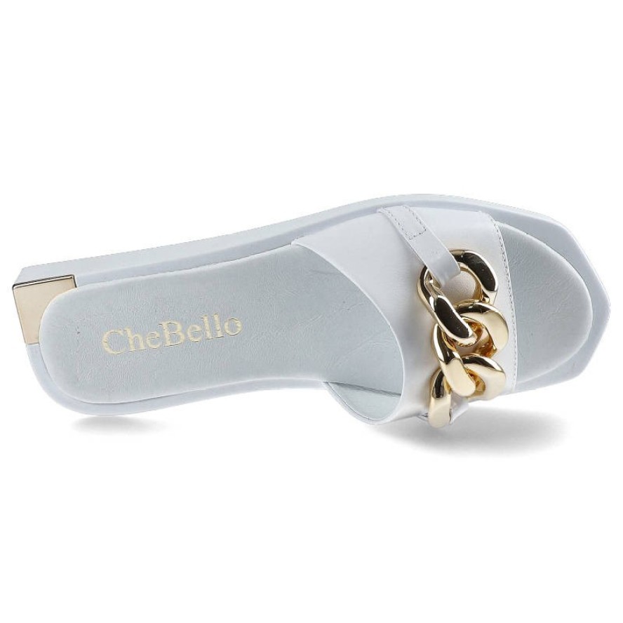 Białe Klapki Chebello Buty Damskie Obuwie Skórzane