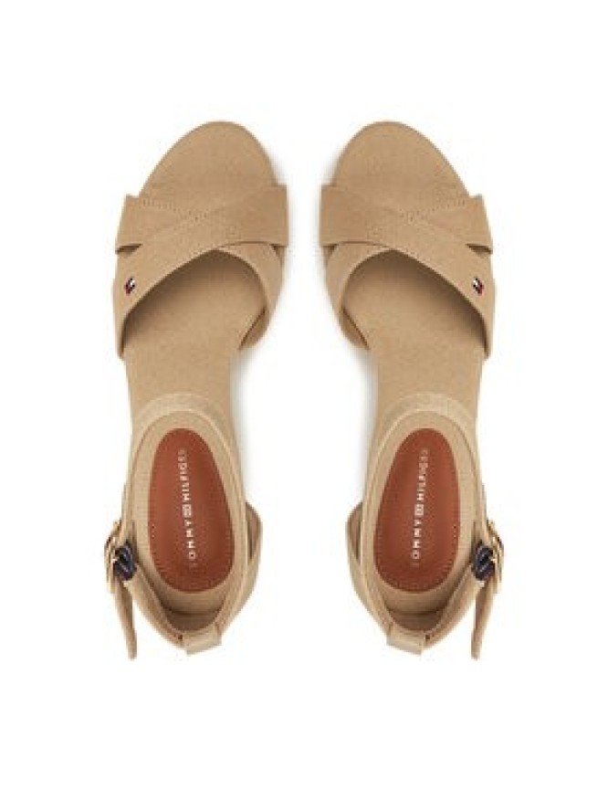 Tommy Hilfiger Sandały Flag High Wedge Espad Crisscross FW0FW08661 Beżowy