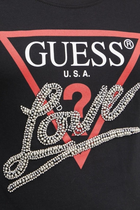 GUESS Czarny damski longsleeve Love Tee, Rozmiar S