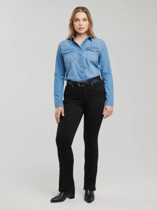 Koszula damska jeansowa slim niebieska Norra 236