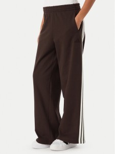 adidas Spodnie dresowe 3-Stripes KW7703 Brązowy ciemny Wide Leg