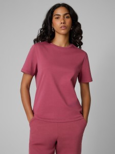 4F T-shirt regular gładki damski - burgundowy L