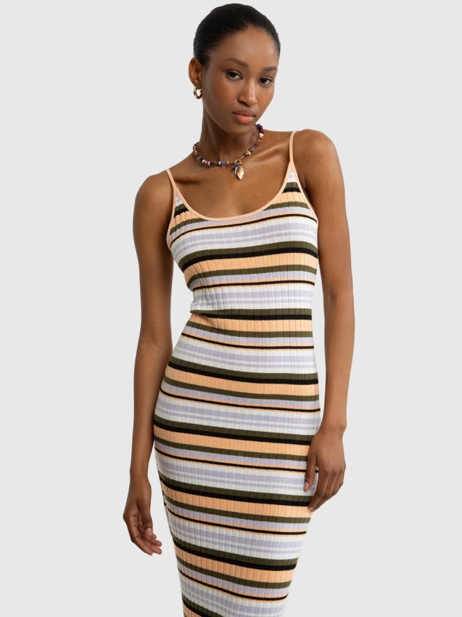 Sukienka damska maxi w kolorowe paski Martina 000