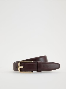 Pasek z łączonych materiałów - mahoniowy