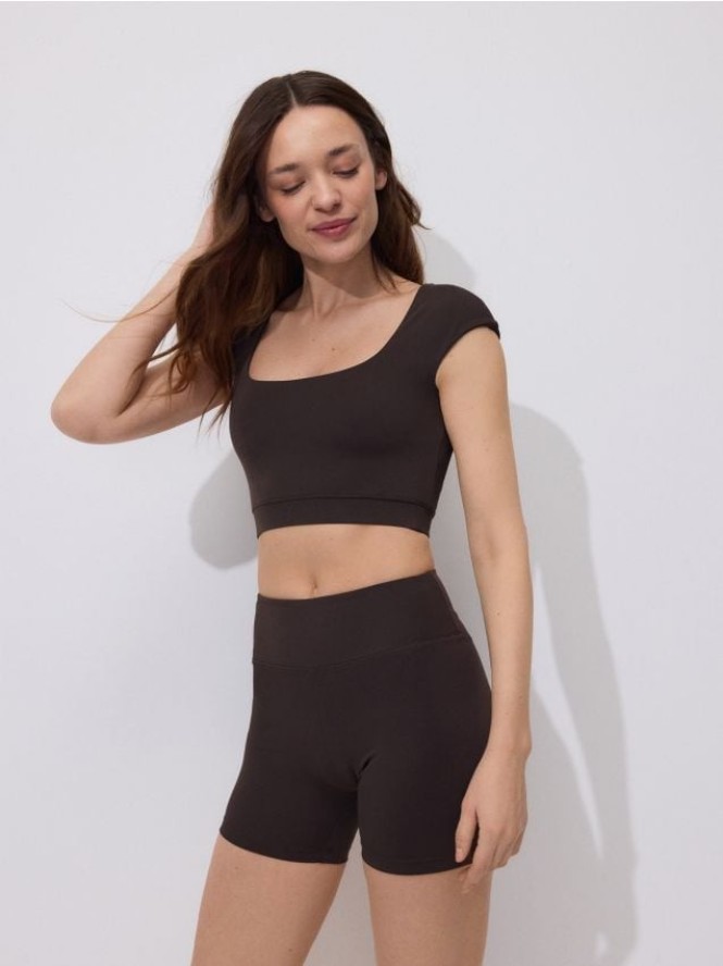 Krótki top - ciemnobrązowy