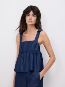 Top z baskinką - granatowy