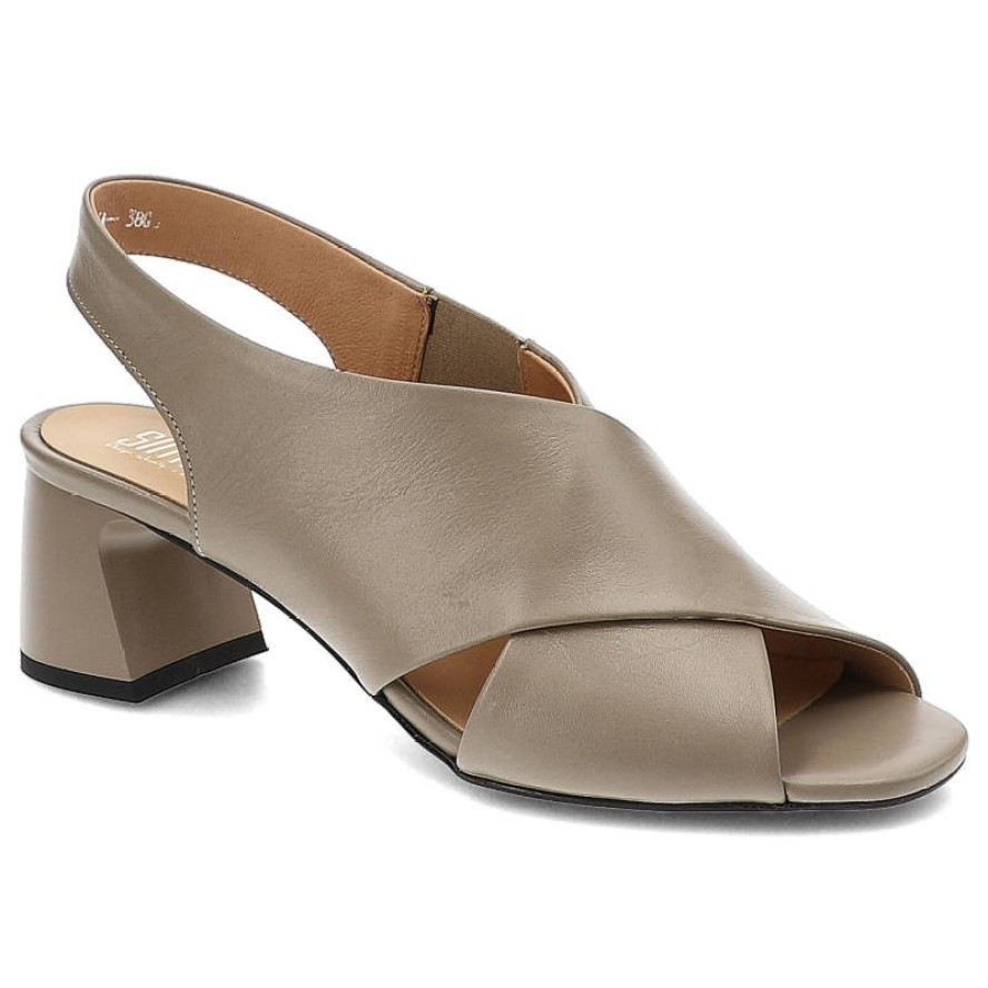 Beżowe Sandały Simen Eleganckie Skórzane Buty