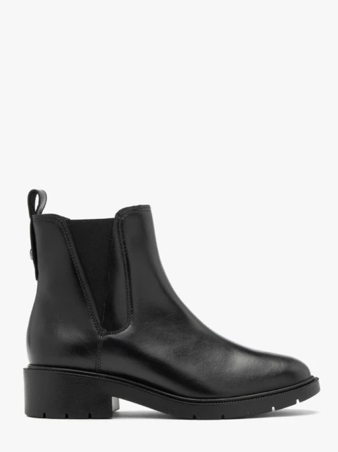 Czarne sztyblety damskie z dekoracyjnym cięciem przy gumie