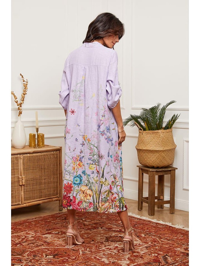 Fleur de Lin Lniana sukienka "Faroudja" w kolorze fioletowym rozmiar: L