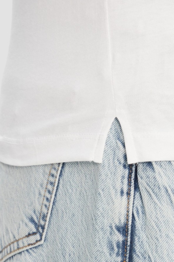 GUESS Biały damski t-shirt Pearls Love, Rozmiar M