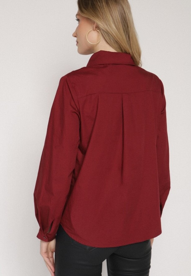 Bordowa Bawełniana Koszula o Klasycznym Kroju Liadovia