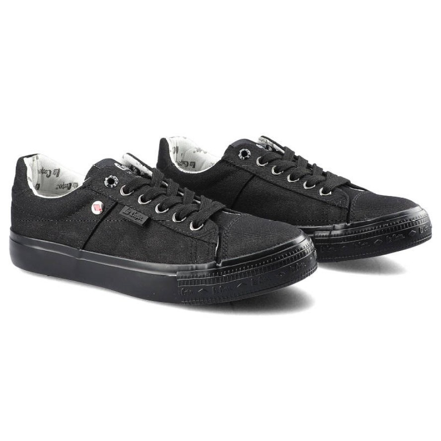 Trampki damskie Lee Cooper, sznurowany fason cholewka tekstylna niska cholewka przed kostkę gładka minimalistyczna forma gruba płaska podeszwa lekka