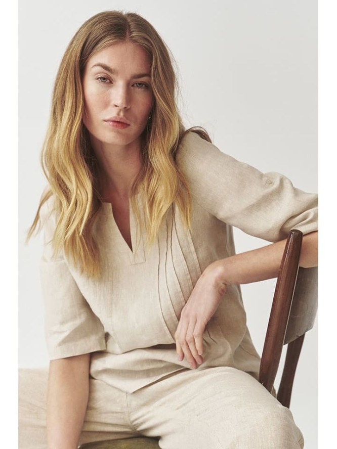 TATUUM Lniana bluzka w kolorze beżowym rozmiar: 40