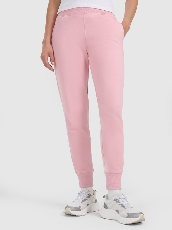 4F Spodnie dresowe joggery damskie - różowe L