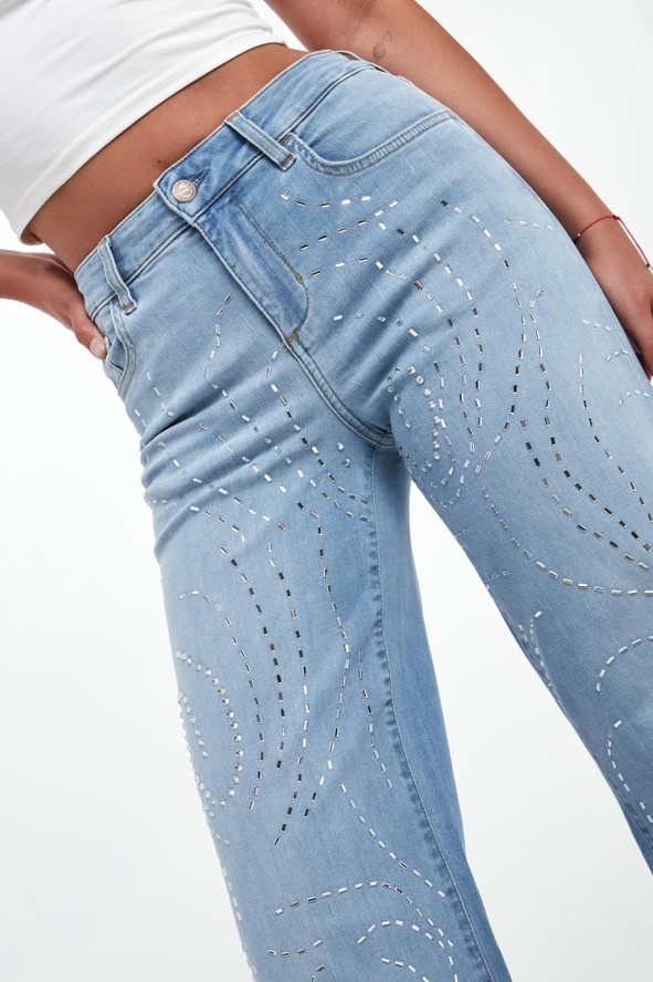 Jeansy damskie z kryształkami LIU JO