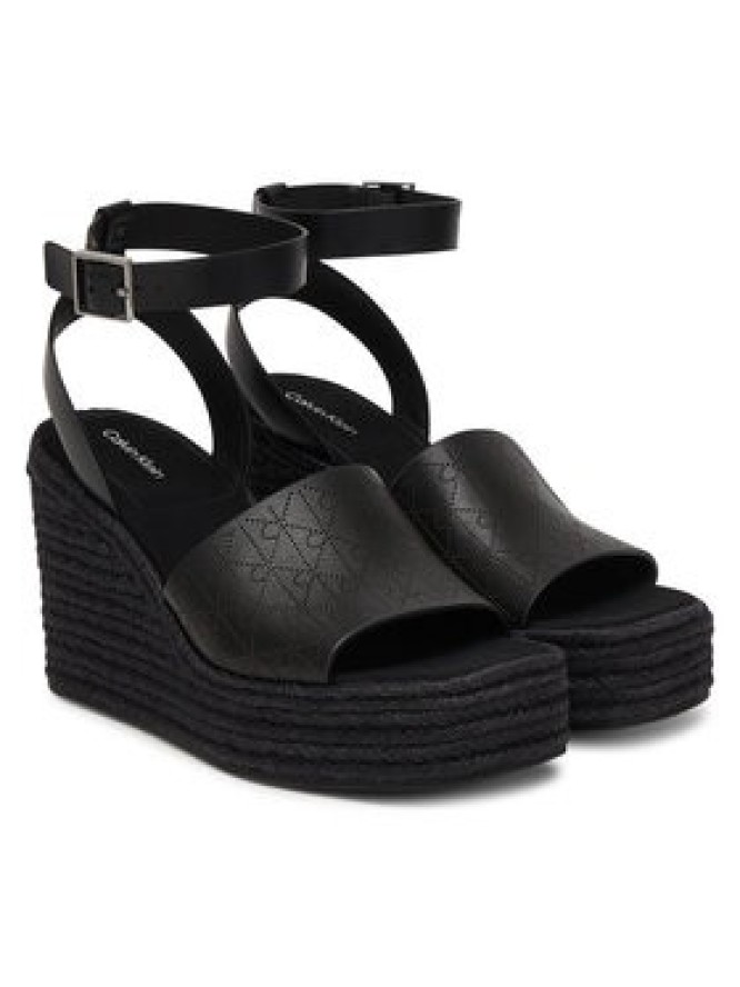 Calvin Klein Espadryle Wedge Espad 70 Aop Lth HW0HW03138 Czarny