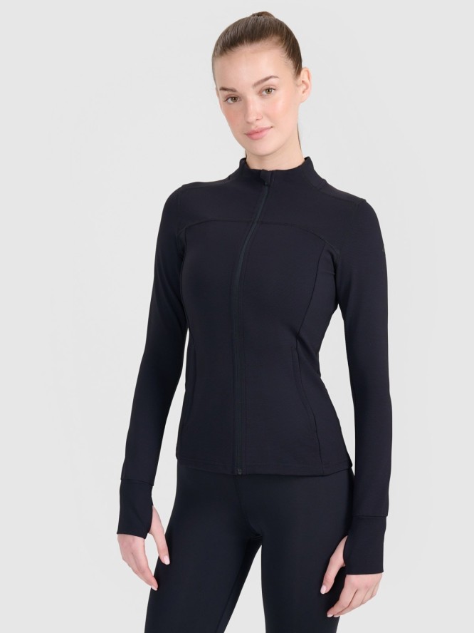 4F Bluza treningowa slim szybkoschnąca damska - czarna XS
