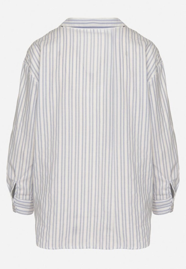 Niebieska Koszula z Bawełny w Paski Tolisianne