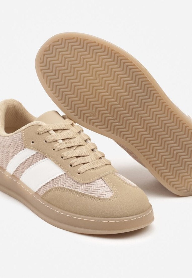 Ciemnobeżowe Sneakersy Typu Kultowe Tenisówki na Półtransparentnej Podeszwie Ulinera