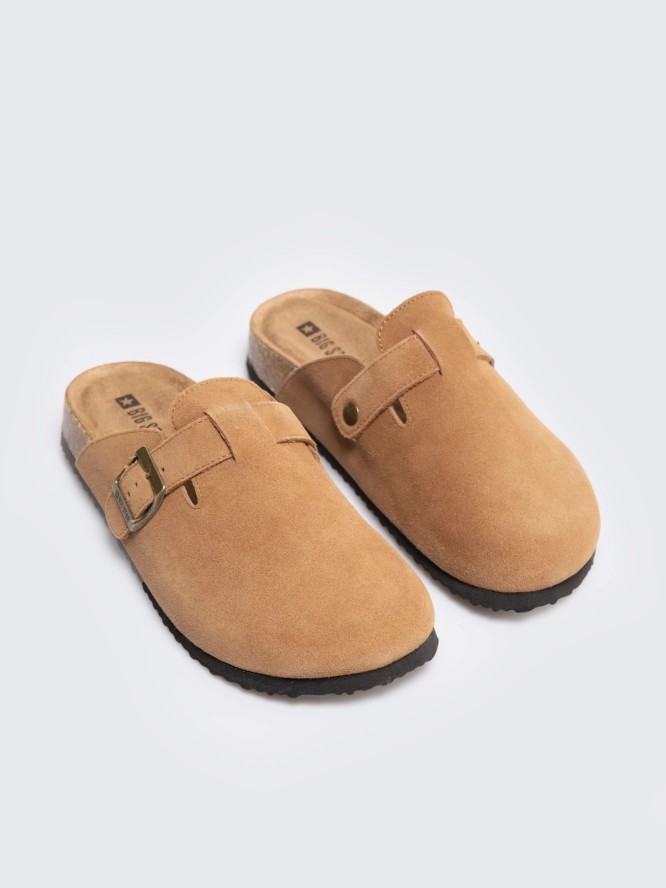 Klapki damskie ze skóry naturalnej brązowe RR274A602 803