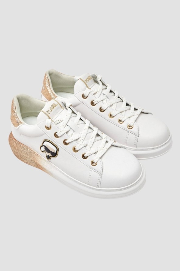 KARL LAGERFELD Białe damskie sneakersy skórzane KAPRI Ombre NFT, Rozmiar 41