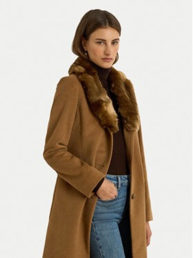 LAUREN RALPH LAUREN Płaszcz wełniany 297P04148002 Brązowy Straight Fit