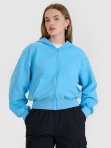 4F Bluza dresowa rozpinana z kapturem damska - niebieska M