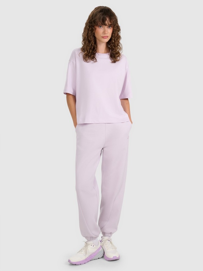 4F T-shirt oversize gładki damski - fioletowy XL