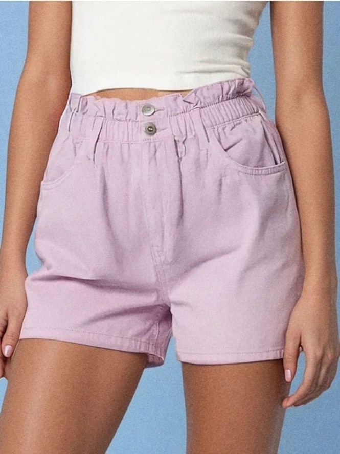 Szorty paperbag high waist - fioletowy