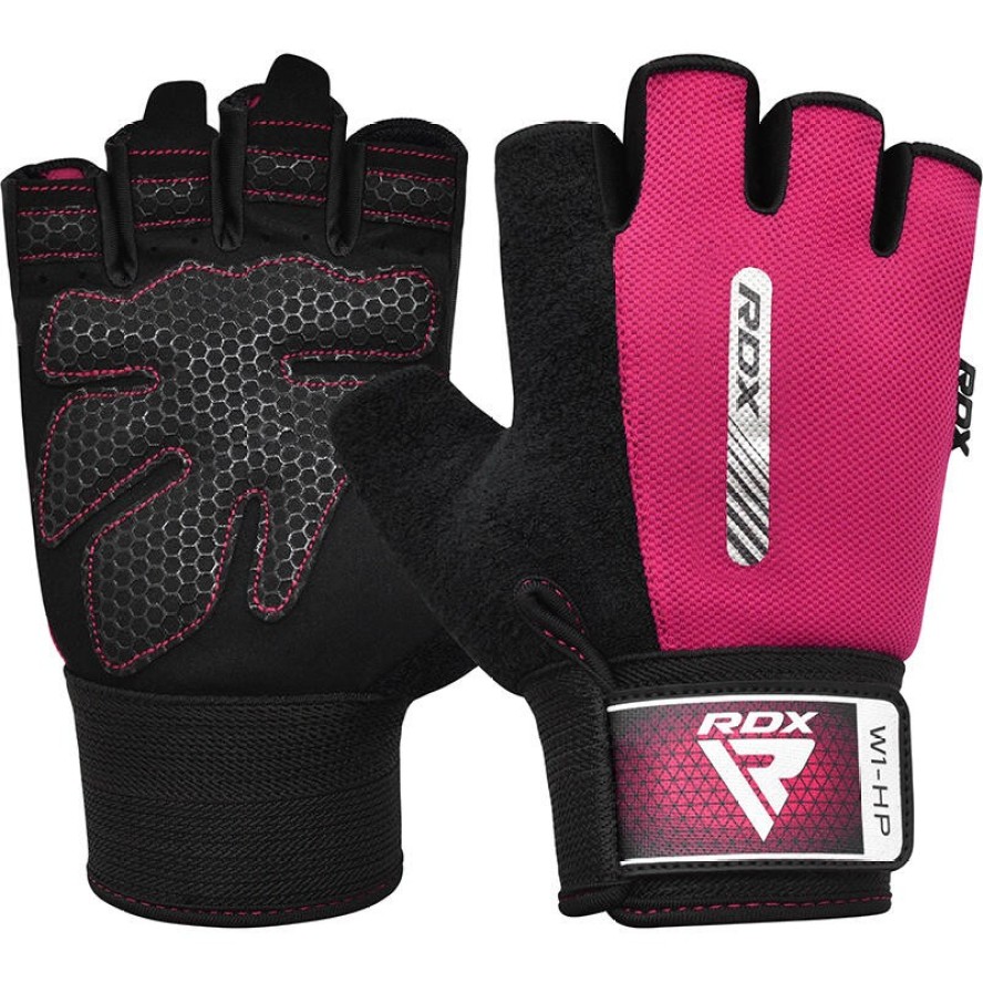 Rękawiczki fitness W1 - Z otwartymi palcami - Różowy – M